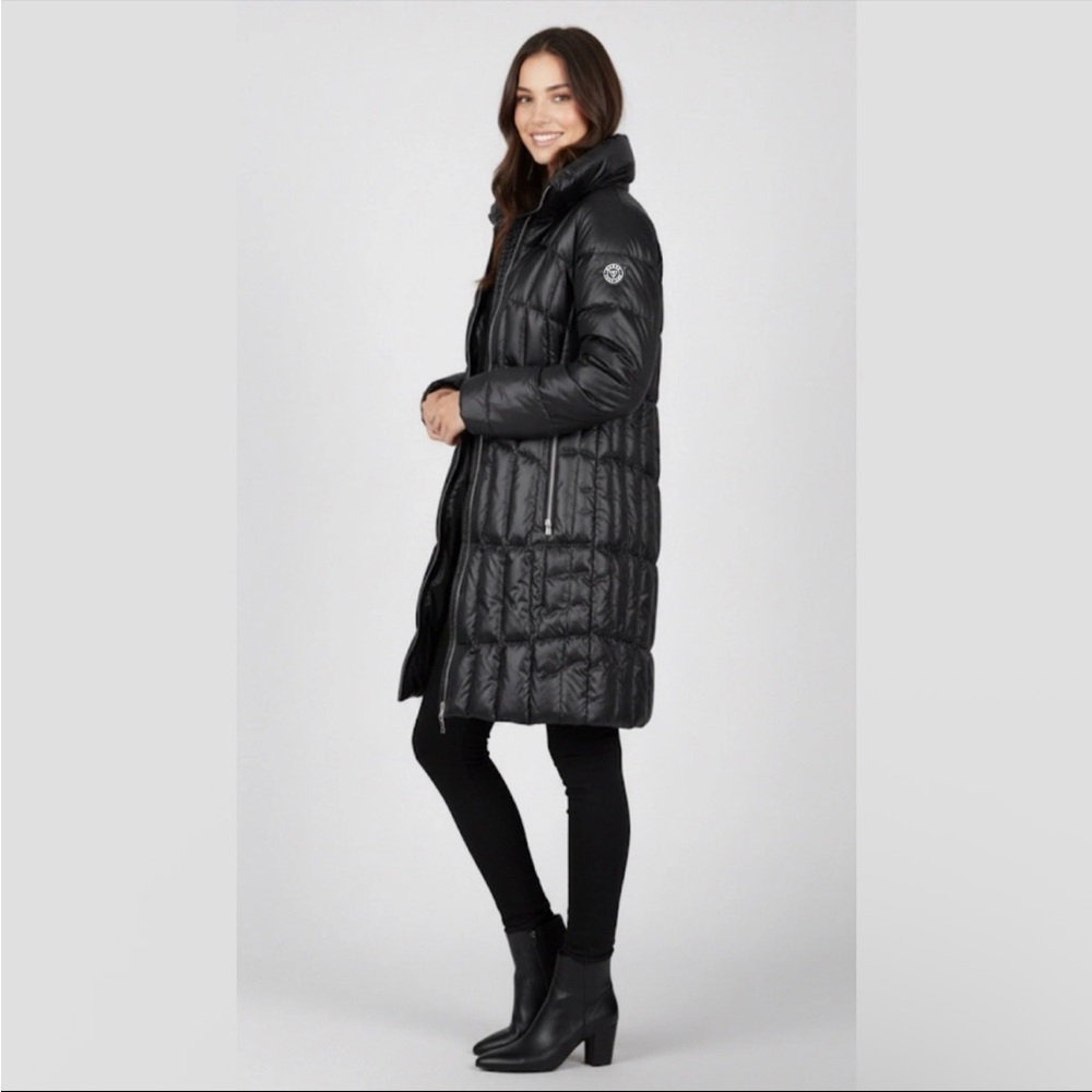 GUESS Womens Quilted Puffer Long Real‎ Down Winter Jacket Coat Black Large